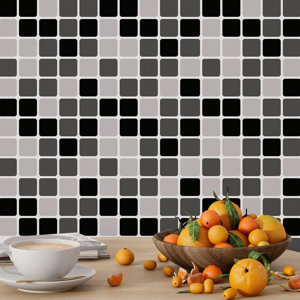 Revestimento De Parede Lavável Pastilha Preta 10M X 45Cm