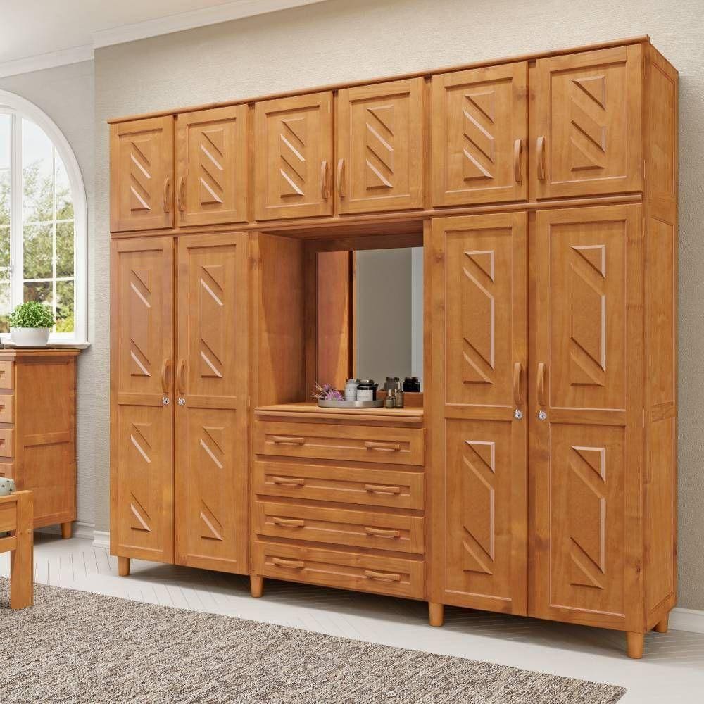 Guarda Roupa Casal Capelinha 10 Portas 4 Gavetas Mel
