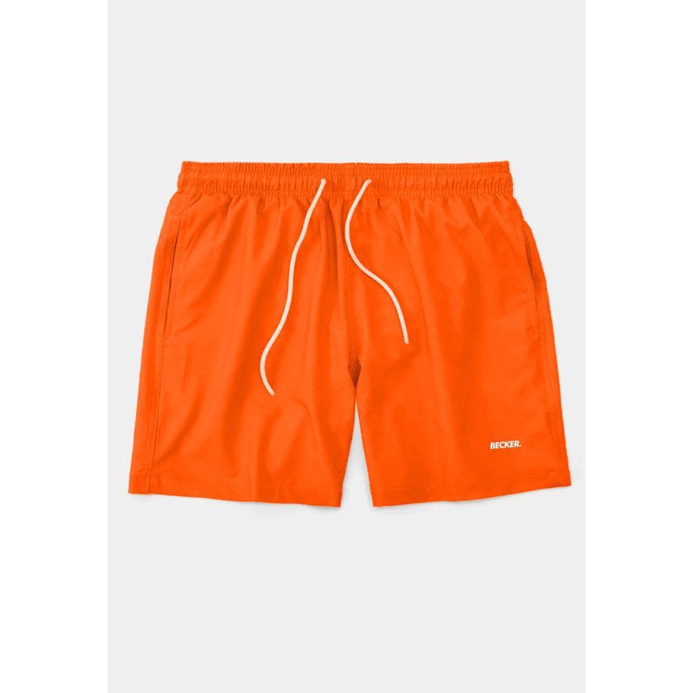 Short Tactel Becker Bermuda Laranja Praia e Piscina Liso Mauricinho
