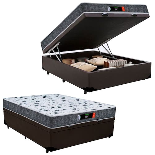 imagem-Cama Box Baú Casal + Colchão Ortopédico Resistente Pró D28 Prime Colchões 60x138x188  - Marrom