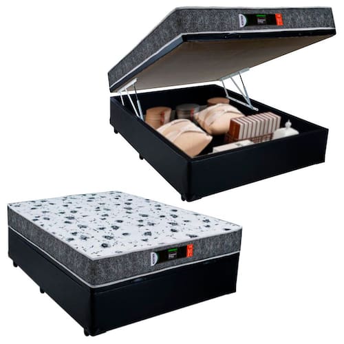 imagem-Cama Box Baú Casal + Colchão Ortopédico Resistente Pró D28 Prime Colchões 60x138x188  - Preto