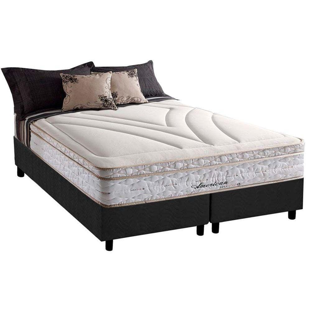 Conjunto Box Queen: Colchão Molas Herval Maxspring American + Base CRC Suede Gray(158x198)