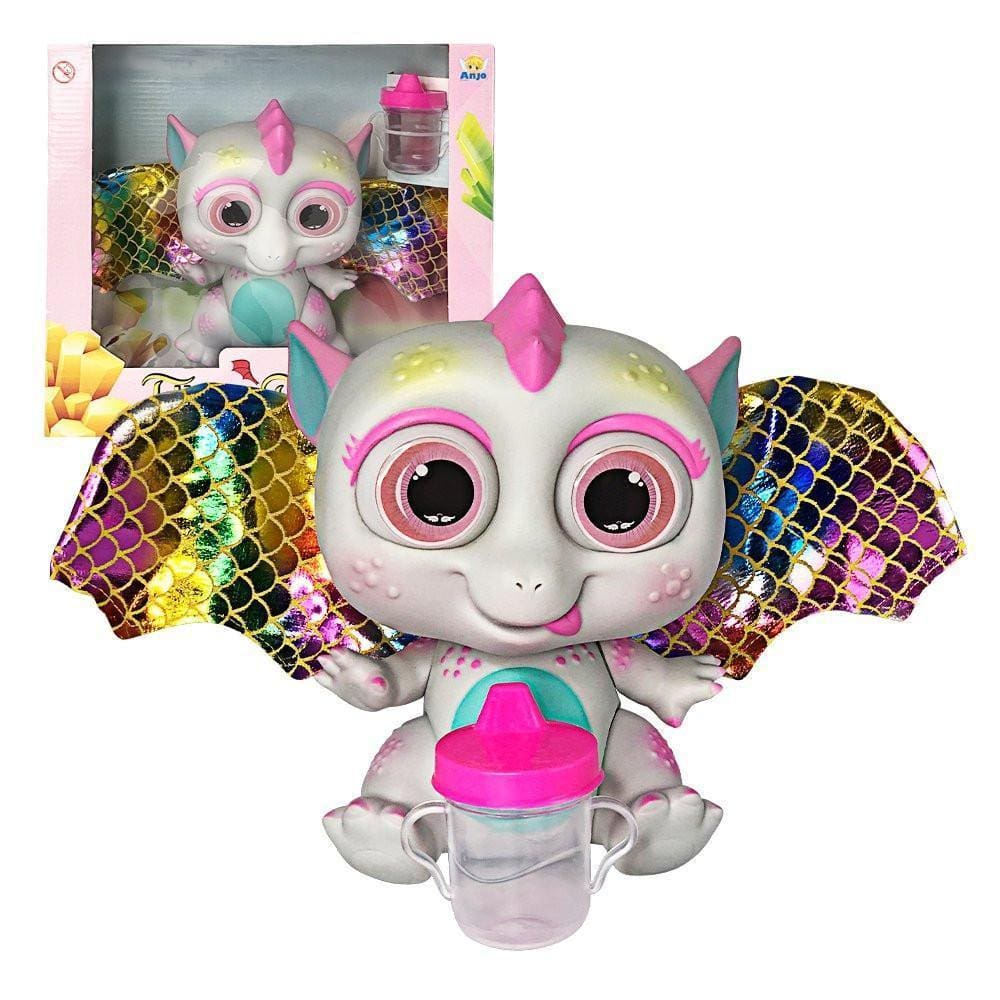 Bebê Dragão Flying Baby com Asas Branco - Brinquedo Infantil