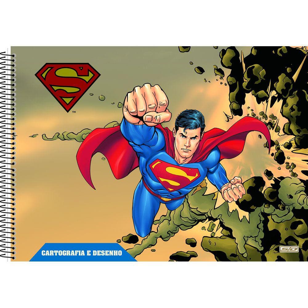 Caderno Cartografia Capa Dura Superman 60 Folhas São Domingos