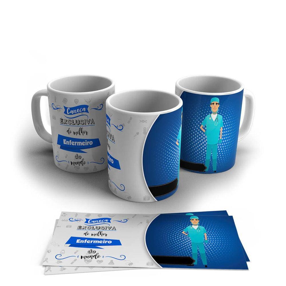 Caneca Decorada Porcelana Profissão 325ml - Enfermeiro 8502
