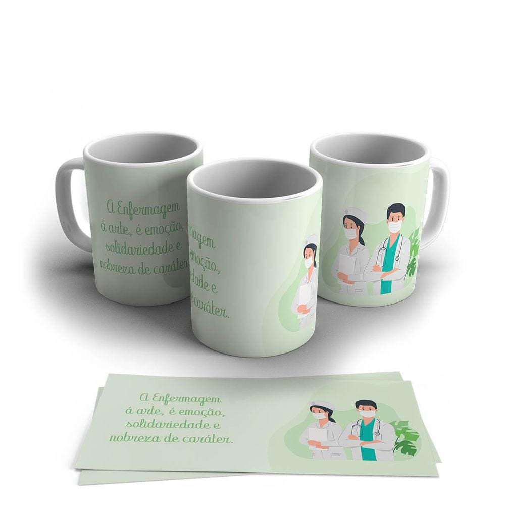 Caneca Decorada Porcelana Profissão 325ml - Enfermeiro 8600