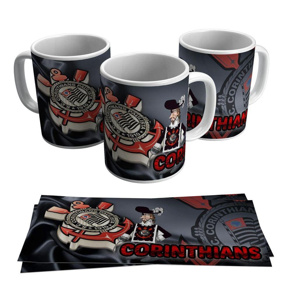 Caneca Corinthians Mascote Escudo Timão Time 325ml