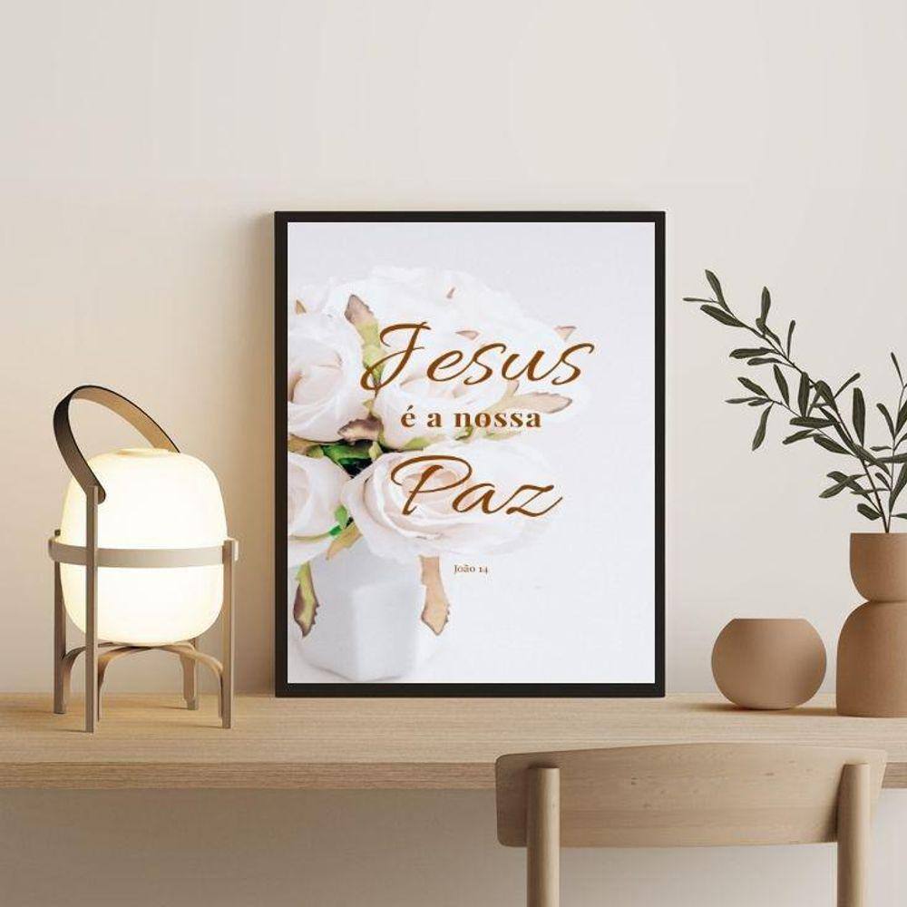 Quadro Decorativo Evangélico Jesus É A Nossa Paz 33X24Cm