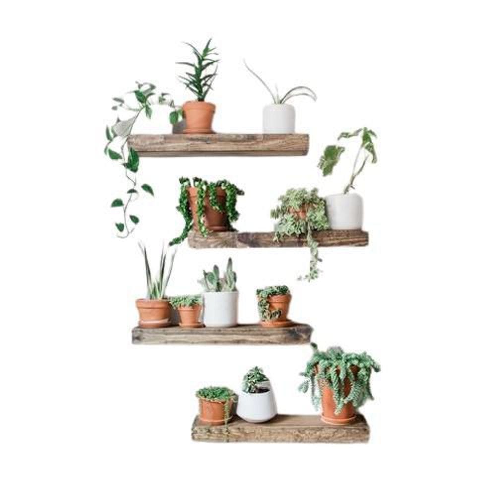 Kit 4 Prateleiras 45X15 Suporte Invisível Madeira Maciça