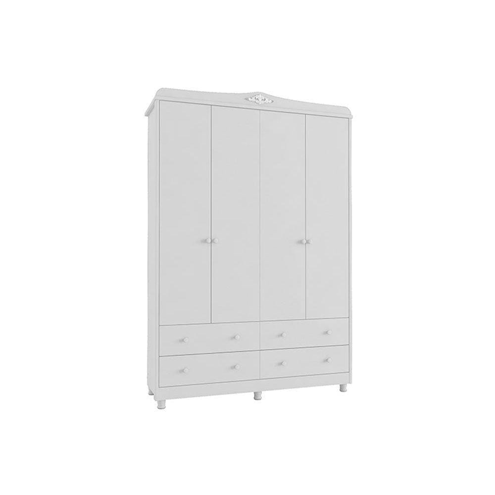 Guarda Roupa Infantil Elô c/ 4 Portas e 4 Gavetas Branco - Peroba
