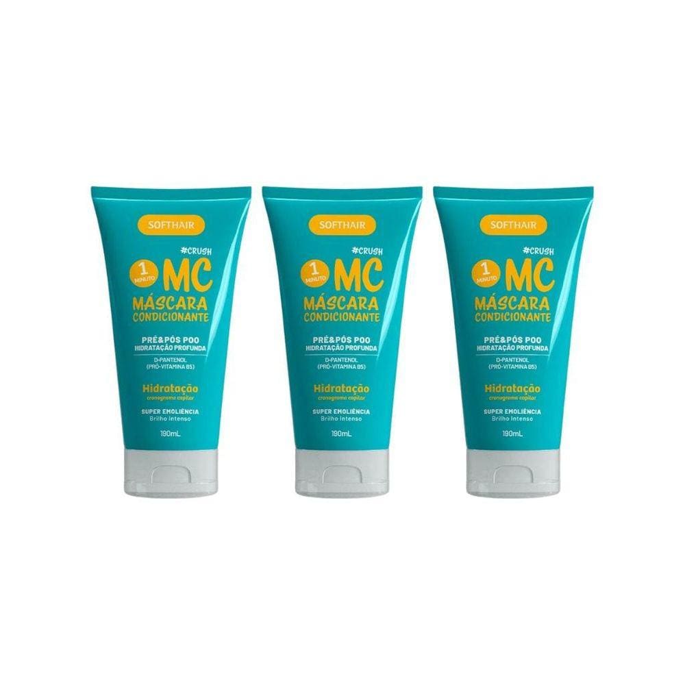 Mascara Condicionante Soft Hair 190Ml Hidratante-Kit C/3Un