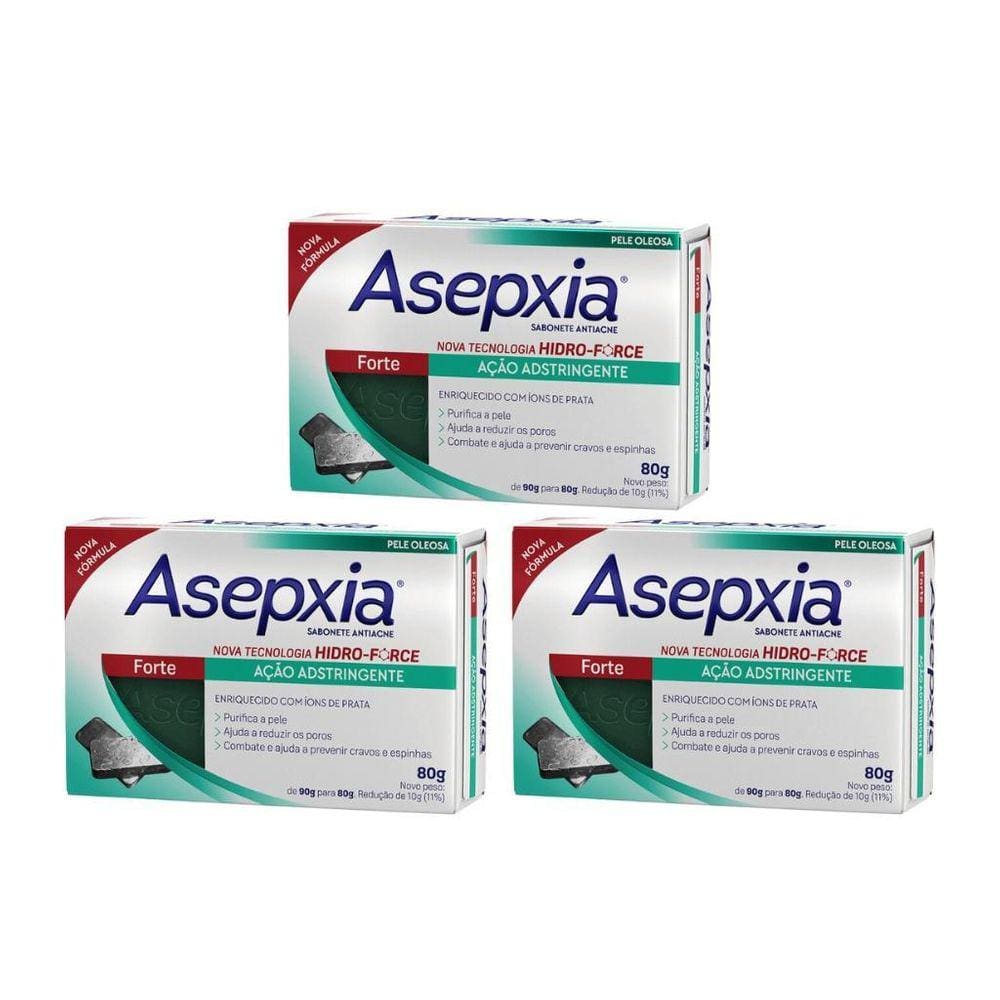 Sabonete Asepxia 80G Formula Forte - Kit Com 3Un