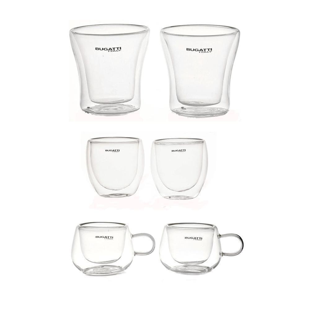 Kit Copos Para Café Chá Licor Parede Dupla 6 Peças Bugatti
