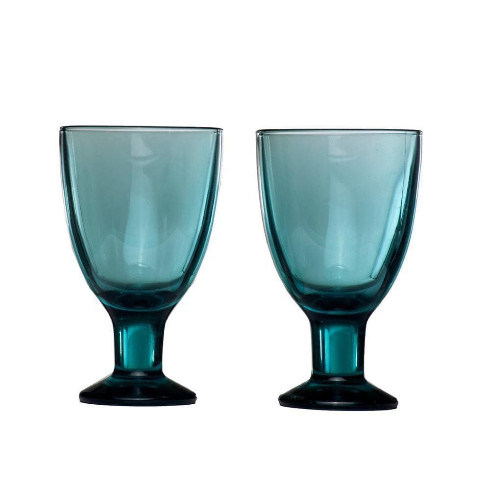 Jogo 2 Taças Vinho Copo Azul Claro Verna Luxo 150Ml Iittala