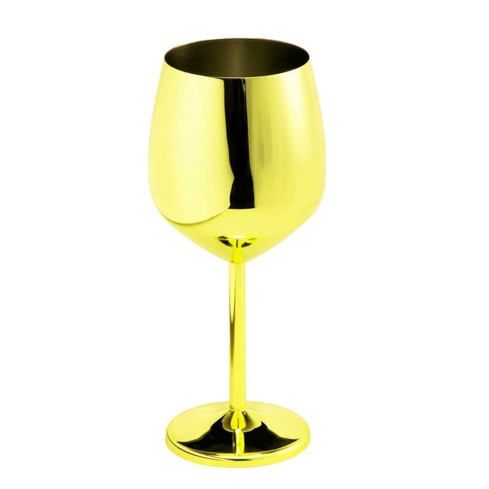 Taça Metalizada Vinho Drink Gyn Festa Buffet Dourada 500Ml