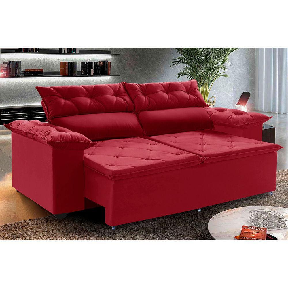 Sofá Compact 1,50 metros retrátil e reclinável com Molas Espirais Suede -WS Estofados