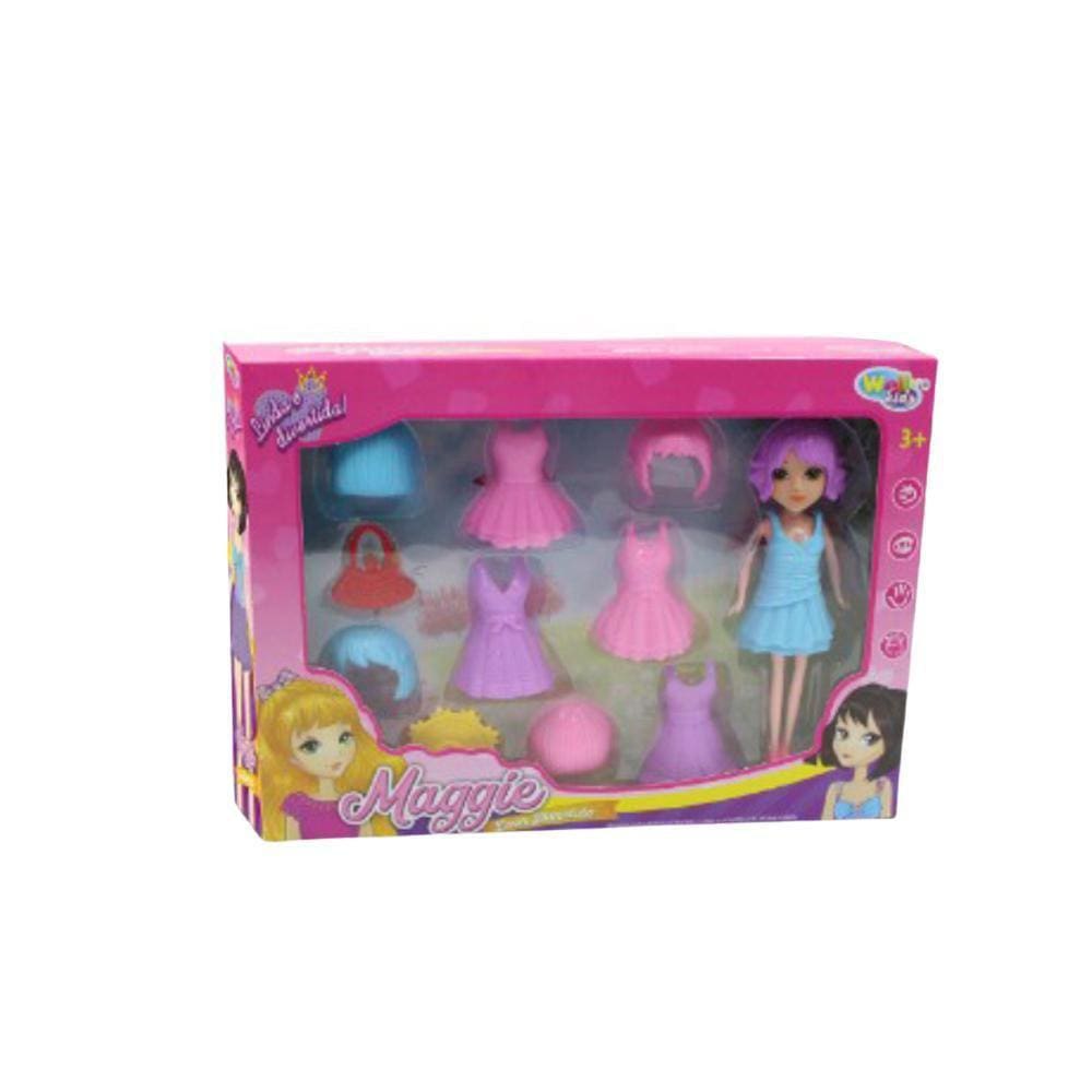 Boneca Maggie Troca Roupa Com Acessórios 11 Pecas