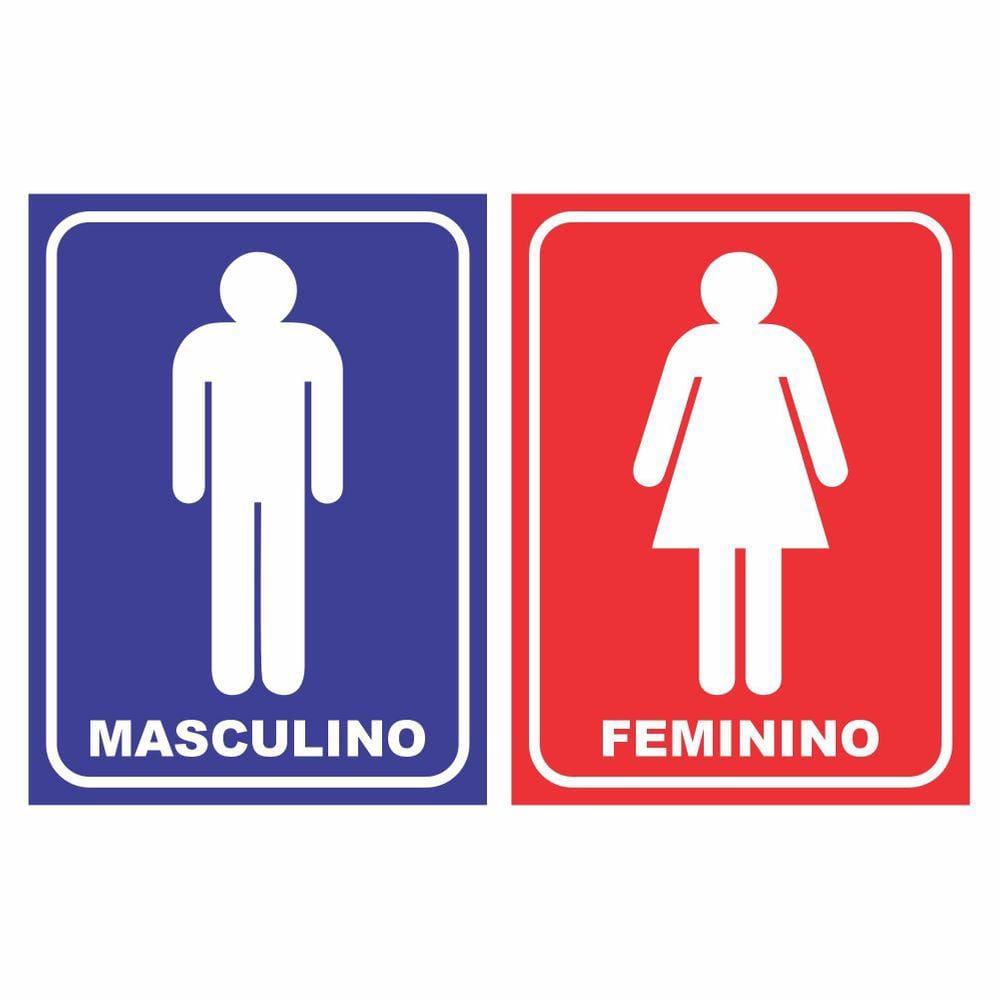 Placa Banheiro Masculino E Feminino Wc Sanitário 20X15 Ps