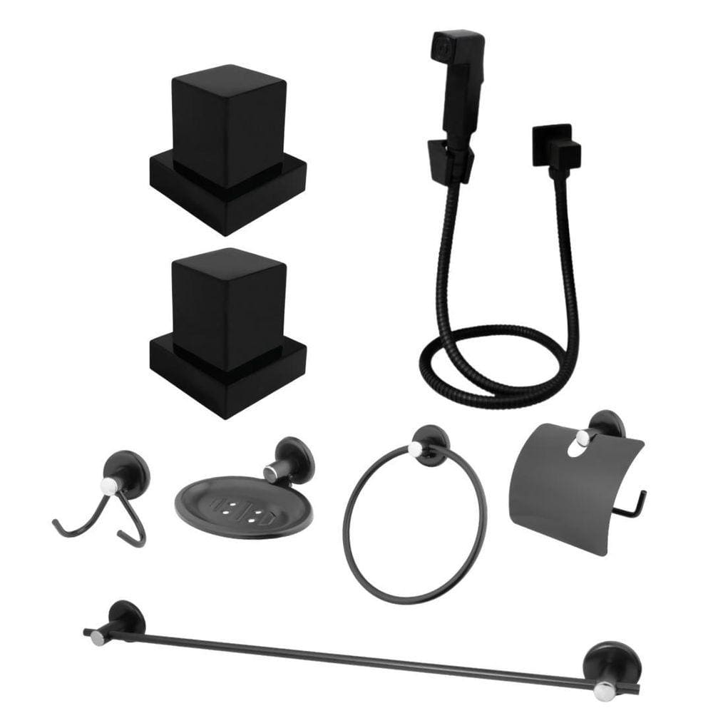 Combo Preto/Kit Banheiro Preto+ 1 Ducha Preta + 2 Acab/Preto