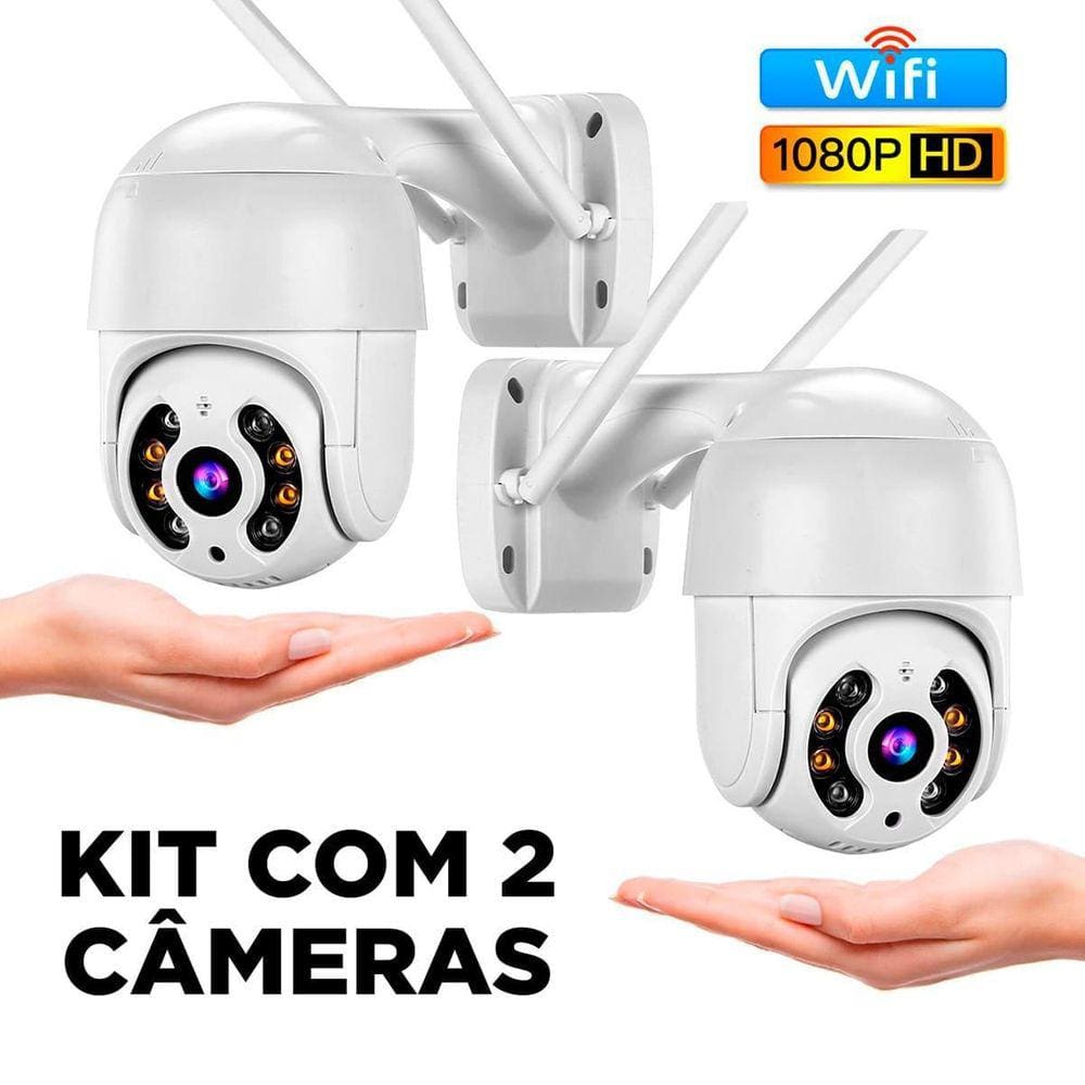 Kit 2 Câmeras IP Wi-Fi Externa | Visão Noturna