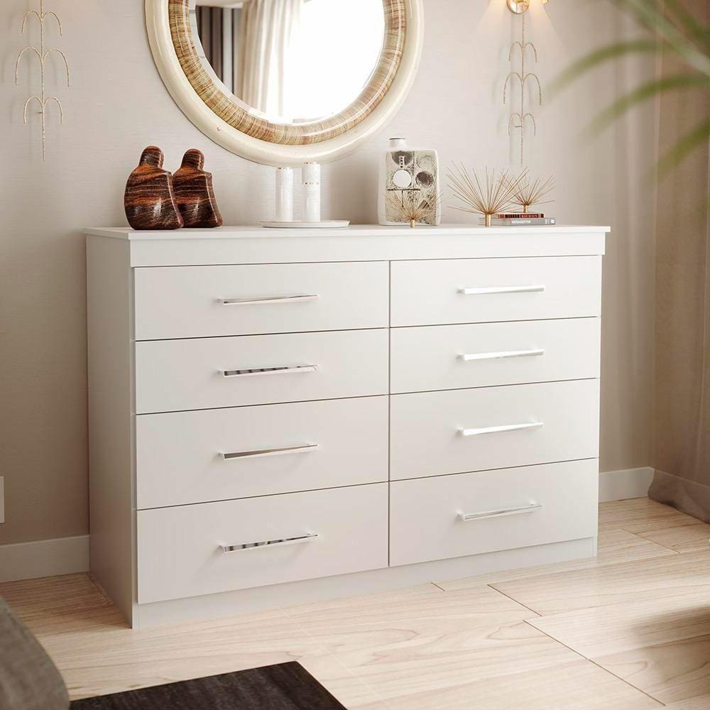 Cômoda Batrol Genova 8 Gavetas Branco Brilho