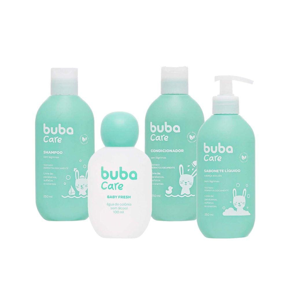 Kit Limpeza Banho Bebê Infantil 250ml Colônia 100ml Vegano Buba Care