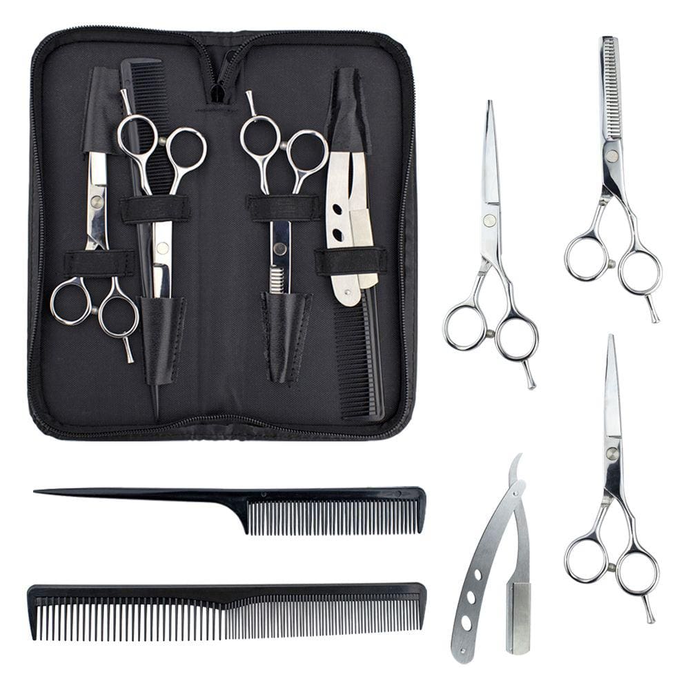Kit Barbeiro Aço Inox Cabeleireiro Tesouras Navalha Pentes