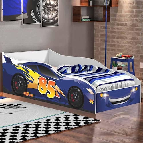 imagem-Cama Carro Azul Infantil Blue Gabrielli Móveis - Azul Marinho