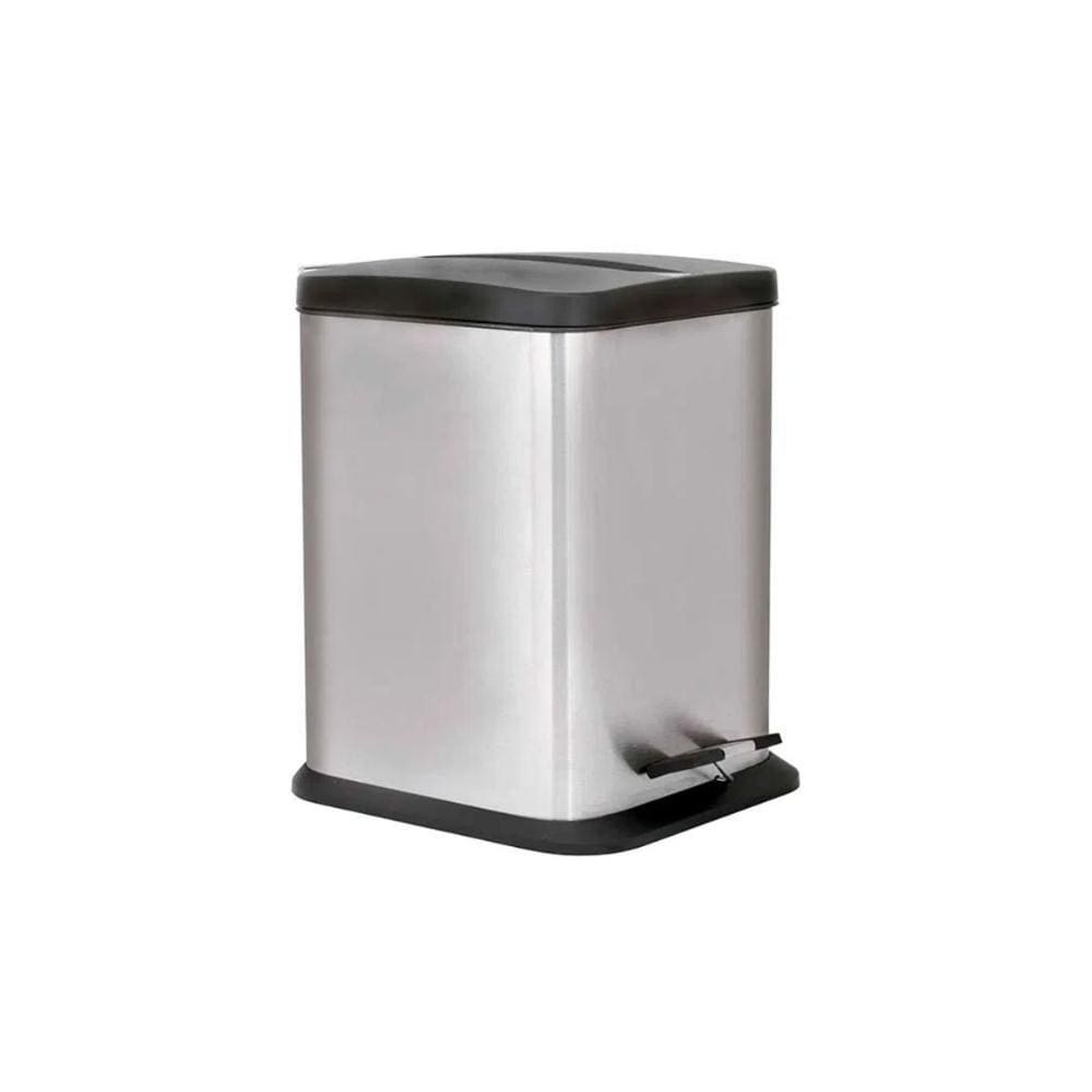 Lixeira Inox Pedal Quadrada Mor Jaspe 6L Balde Removivel