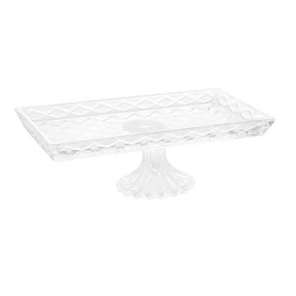 Travessa para Servir de Cristal com Pé Diamond 34,5cm x 18,5cm x 11,5cm - Lyor