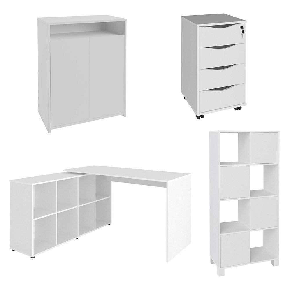 Conjunto Escritório Home Office 4 Peças Mity A06 Branco - Mpozenato