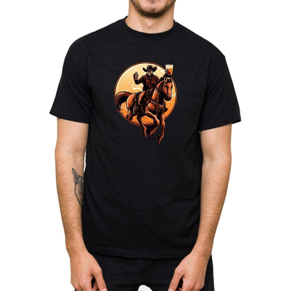 Camiseta Masculina Algodao Premium Estampa Cowboy Cavalo Manga Curta Macia