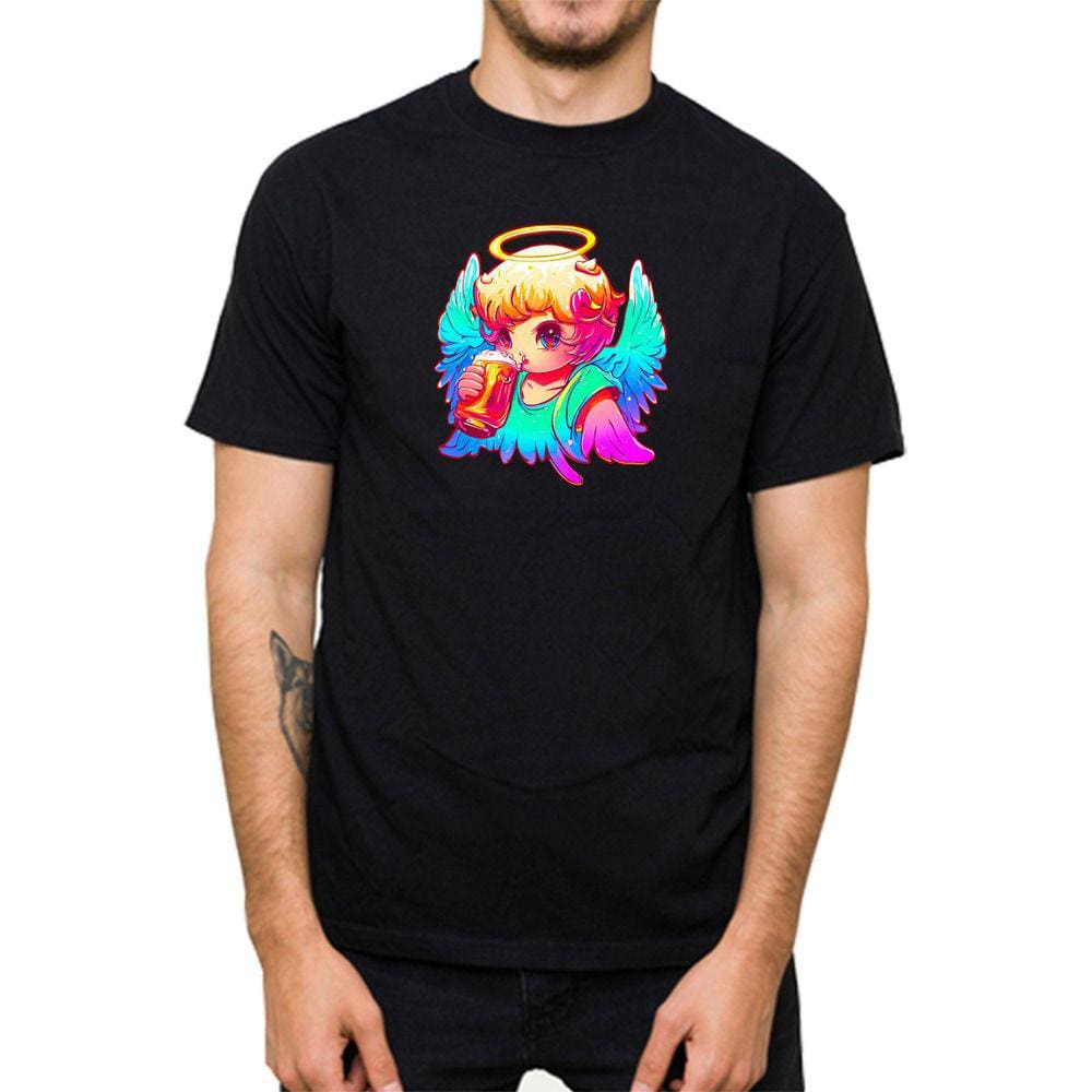 Camiseta T-shirt Masculina Algodao Estampa Anjo Cervejeiro Confortavel Manga Curta