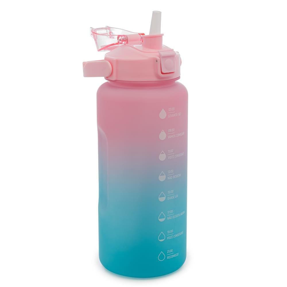 Garrafa Squeeze com Marcadores Degradê Rosa e Azul 2 Litros - Lyor