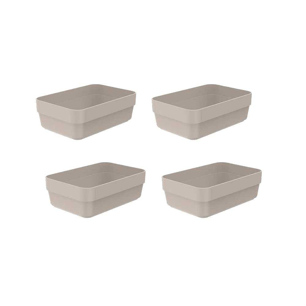 Kit 4 Organizadores de Gavetas P 11,5 x 17 x 5,5cm Logic Bege - Ou