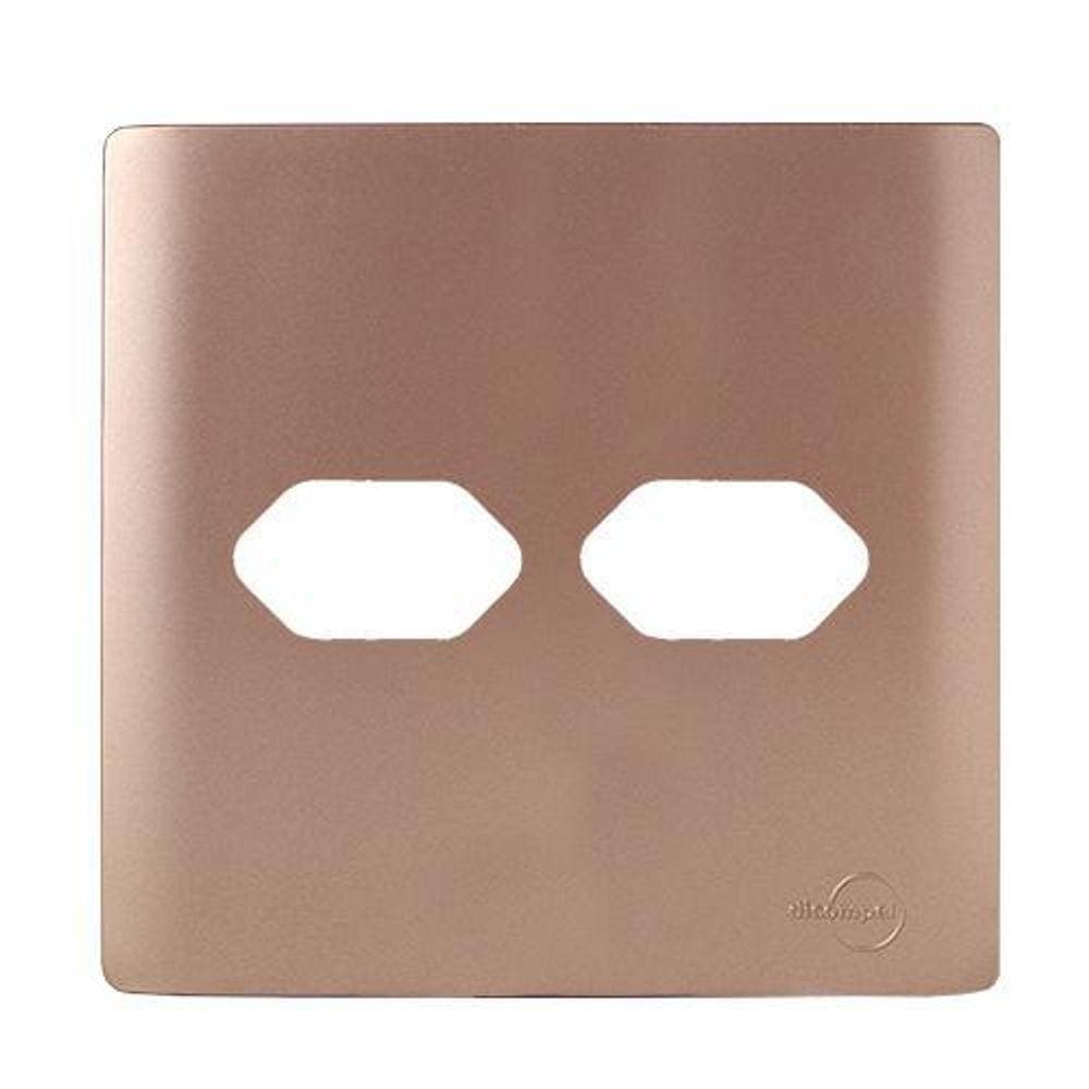 Placa Para 2 Tomadas Com Suporte 4X4 - Novara Ouro Rose