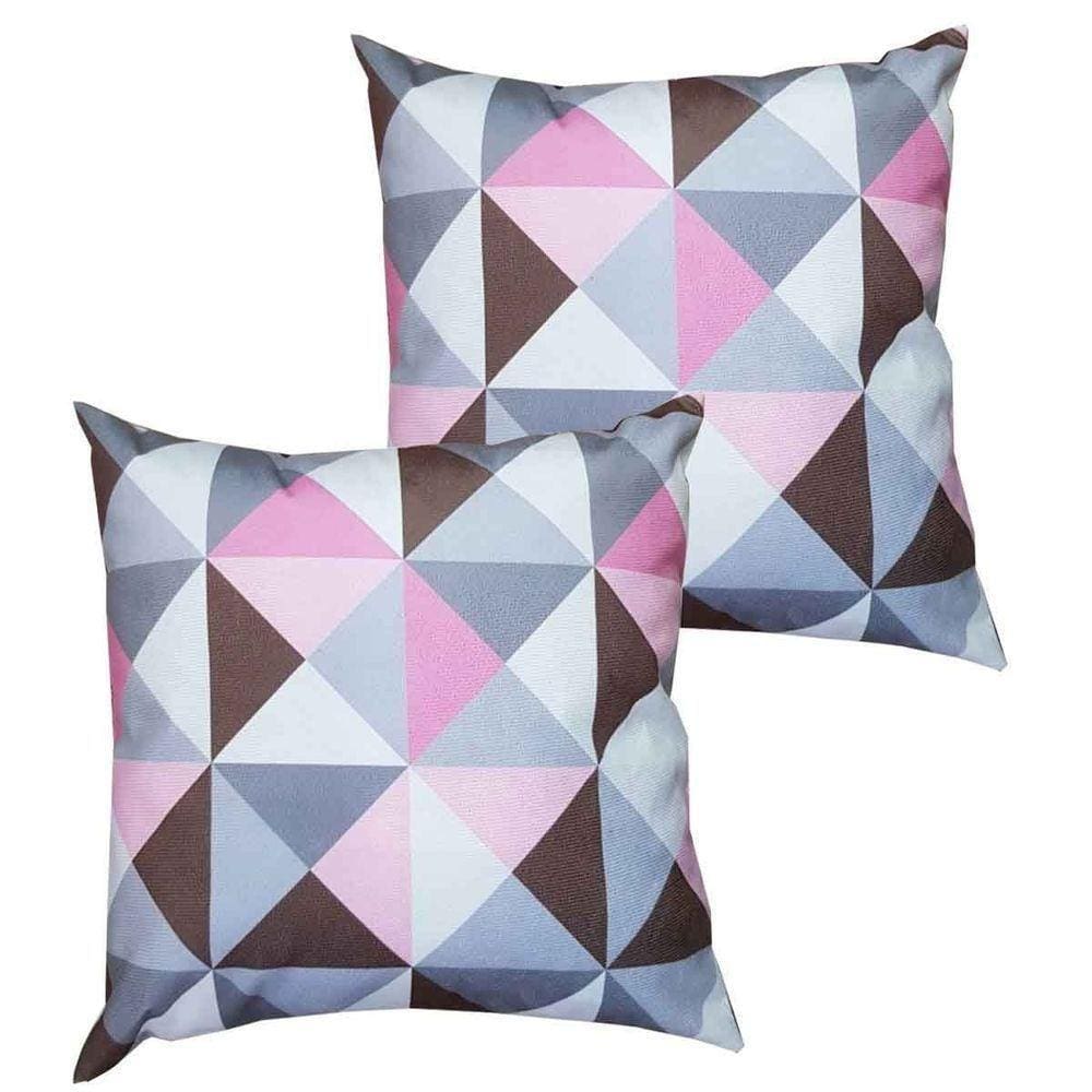 Kit 2 Capas Para Almofada 45 Cm X 45 Cm Suede Triângulo - Casa Chick Estampa Triângulo Rosa