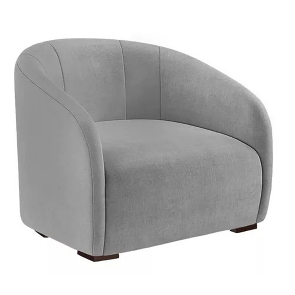 Poltrona Decorativa Estofada Recepção Julia Suede Cinza - LM DECOR