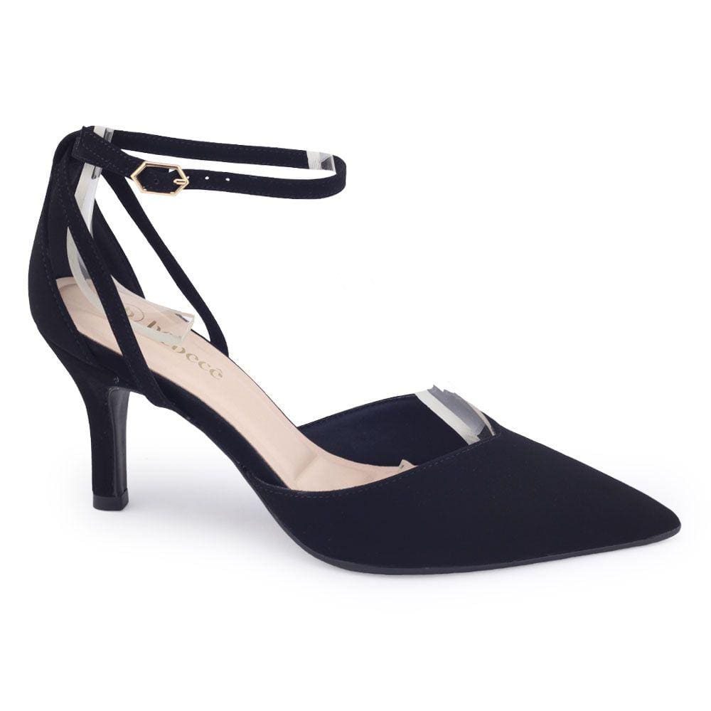 Sapato fem Bebecê T7016 Nobuck salto fino médio 6,5 social
