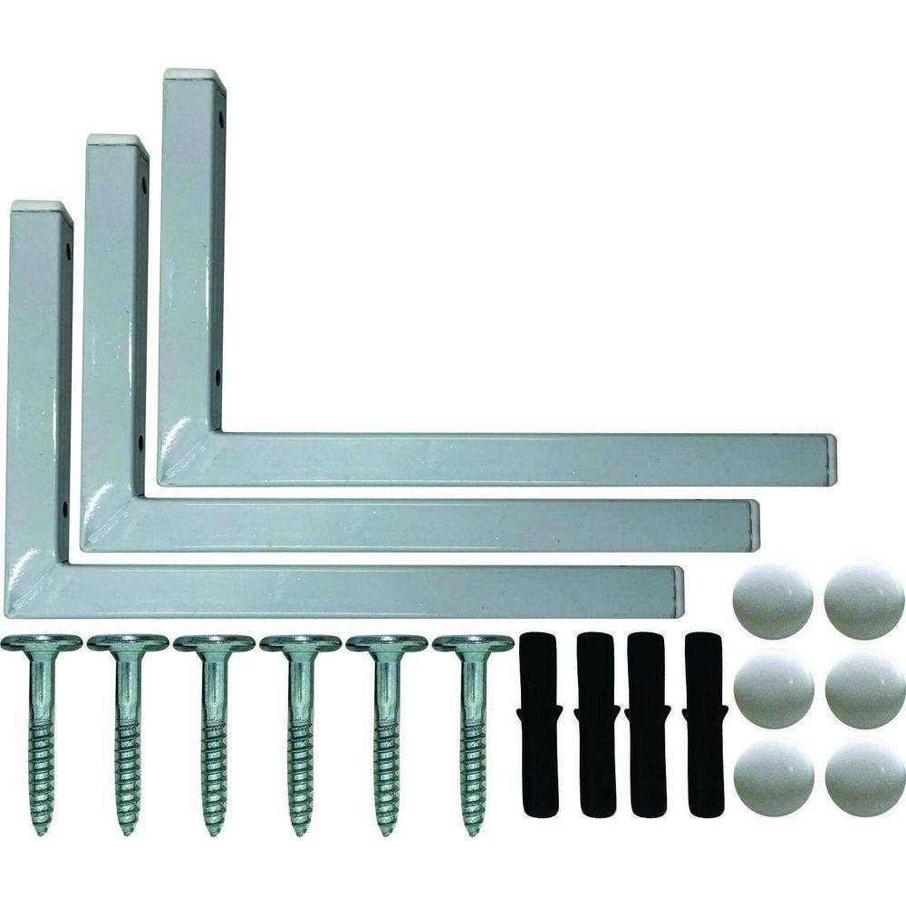 Kit 2 Suportes Mão Francesa Cantoneira Prateira Branco 25Cm