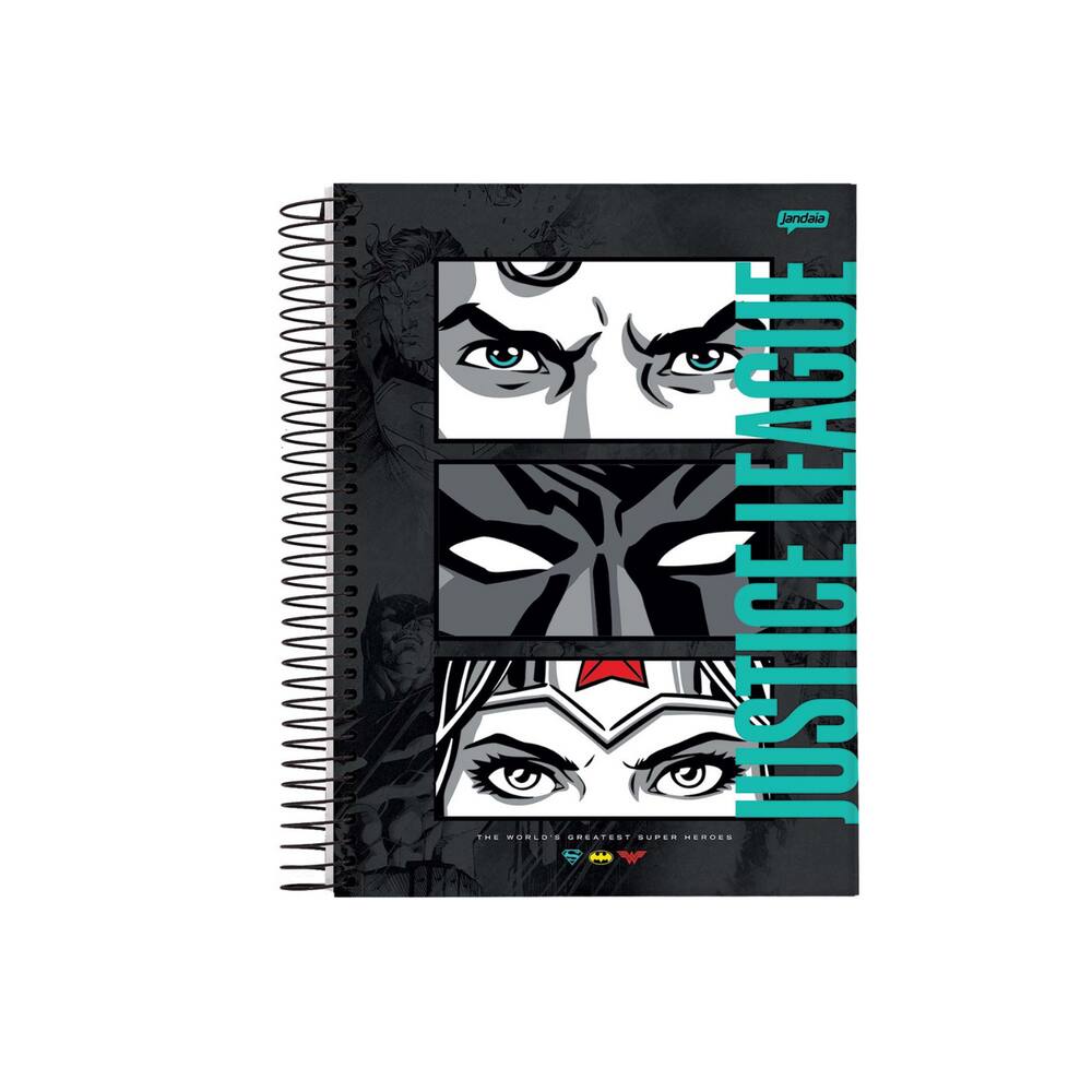 Caderno Espiral Liga Da Justiça Olhos 1 Material 80 Fls