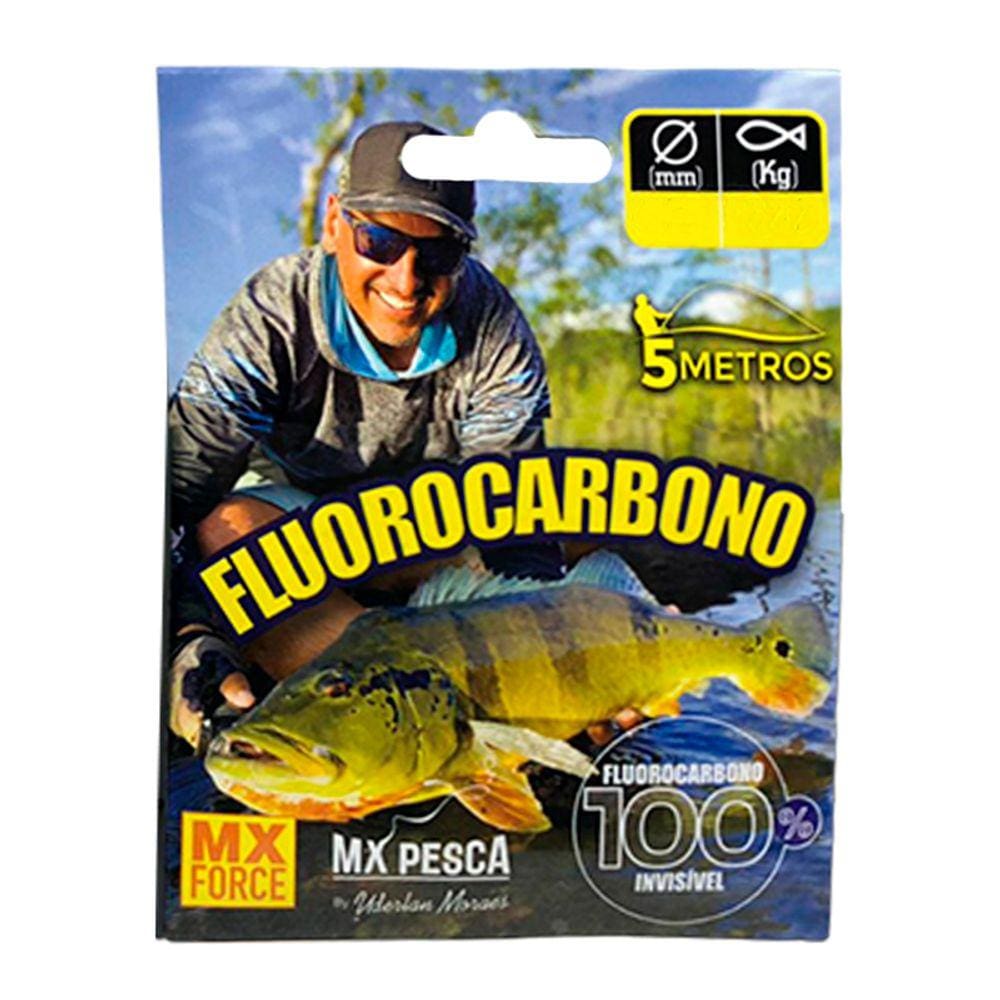 Linha Pesca MX Force Fluorocarbono Cartela 5m Transparente 0.43mm 13,08kg