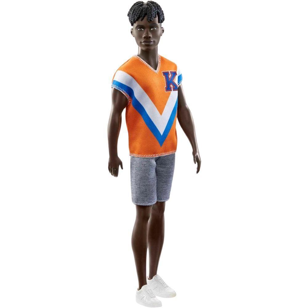 Boneco Ken Negro Camisa Esporte Laranja - Barbie Fashion Dolls - Mattel HPF79