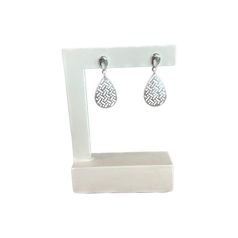 Brinco Gota Trabalhada Banhado a Prata