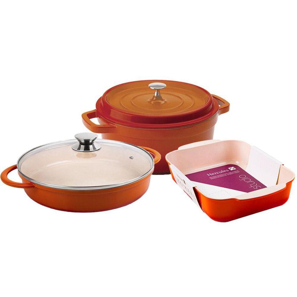 Kit Caçarolas Assadeira Hercules Antiaderente Ceramico