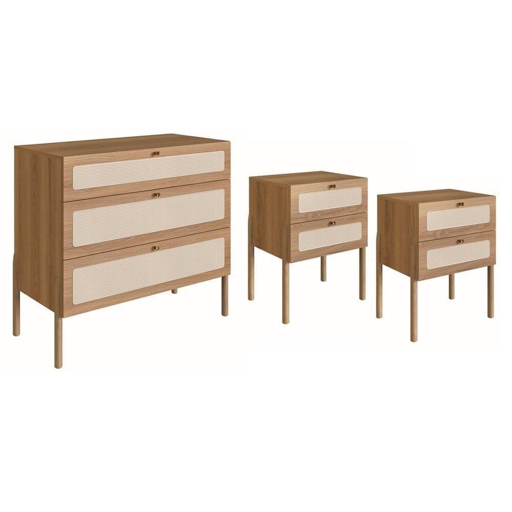 Comoda E 2 Mesas De Cabeceira PalhinhaOslo Hanover Artesano
