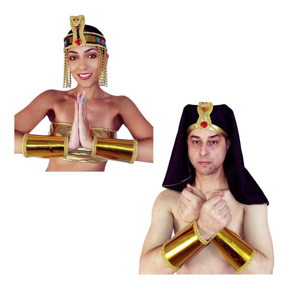 Fantasia Casal Kit Cleópatra e Faraó Halloween Carnaval Rainha Do Egito Deusa Cosplay Adulto Feminino Masculino Medieval