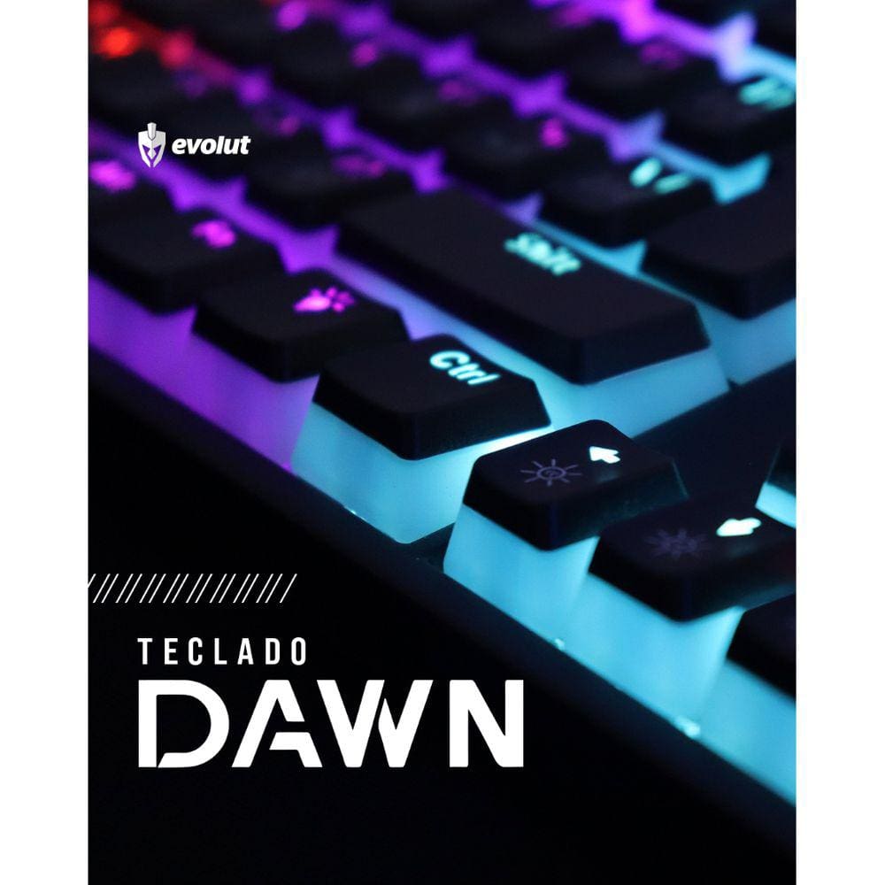 Teclado Mecanico Evolut Gamer Dawn- Eg-214 - Switch Blue - Com Fio