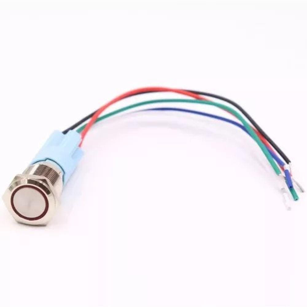 CHAVE EM INOX COM TRAVA C/ LED VERMELHO 12V 16mm
