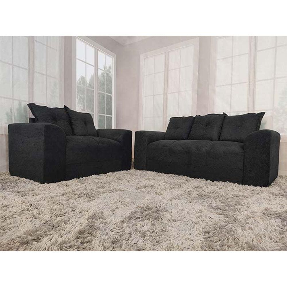 Sofá 2 e 3 Lugares Preto 601 Porto